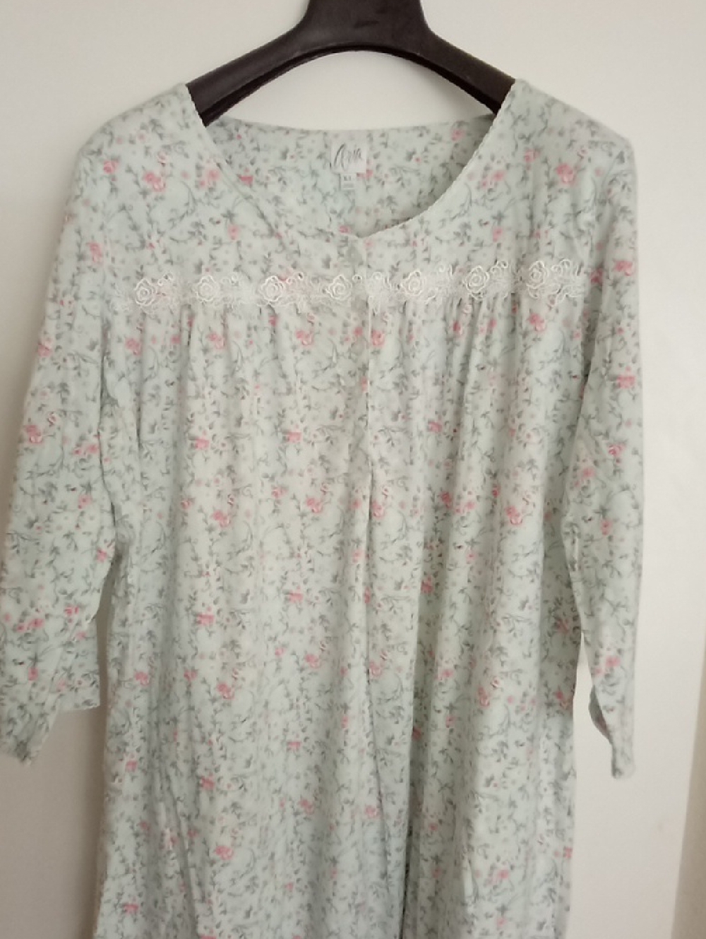 ARIA XL Lace Trim Cottagecore Prairie Modest Cotton Long Sleeve Nightgown Gift - Picture 2 of 9